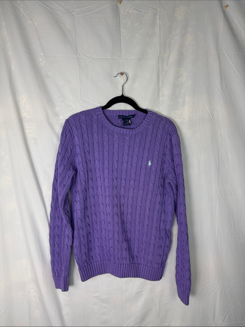 Polo by Ralph Lauren Lavender Cable-Knit Crewneck Sweater